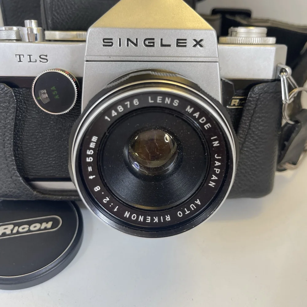 Ricoh Singlex TLS Vintage SLR Film Camera w/ 50mm 2.8 Auto Rikenon Lens Untested